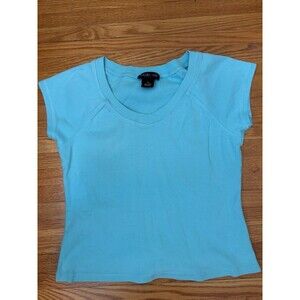 Y2K Style & Co. Women’s Turquoise Cotton Scoop Neck Cap Sleeve T-Shirt Size M